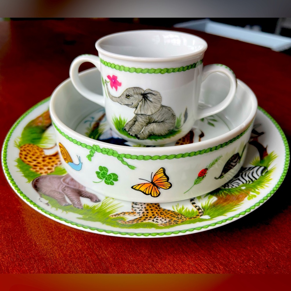 Lynn Chase Jungle Party 3 piece set Animal Safari Themed Children's Dinnerware